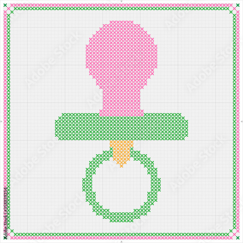 Baby Pacifier Cross Stitch, Nipple, Binky, Soother