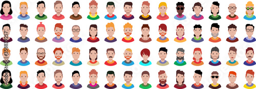 People icons set avatar profile diverse faces (use for social network)