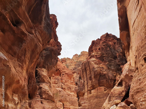 Shot of the canyons of Petra, Jordan.