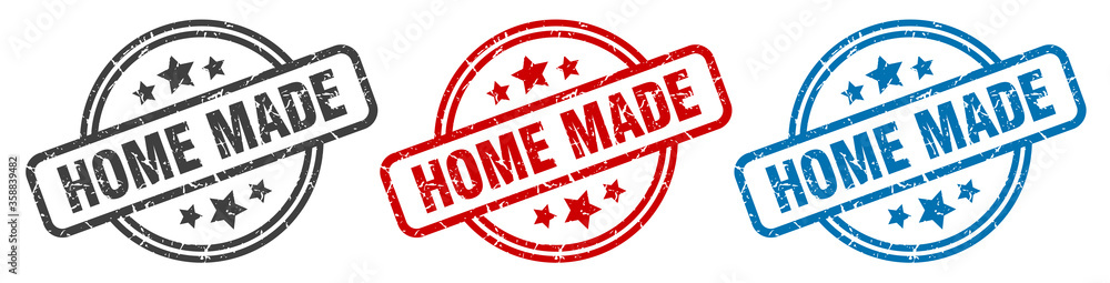 home made stamp. home made round isolated sign. home made label set home made stamp. home made round isolated sign. home made label set
