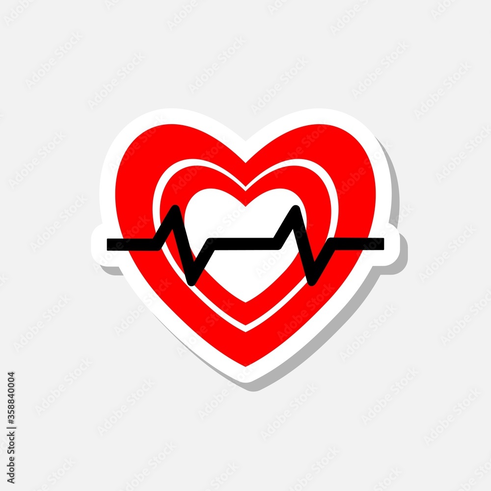 Heart rate sticker icon isolated on gray background Heart rate sticker icon isolated on gray background