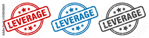 leverage stamp. leverage round isolated sign. leverage label set