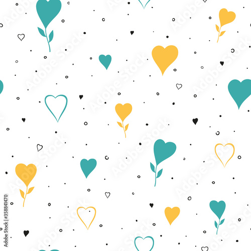 Pattern of colored hearts a...