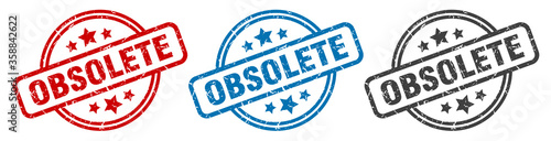 obsolete stamp. obsolete round isolated sign. obsolete label set