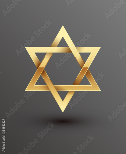 Vector illustration of golden Magen David star of David