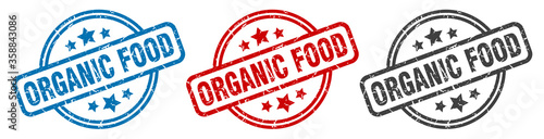 organic food stamp. organic food round isolated sign. organic food label set