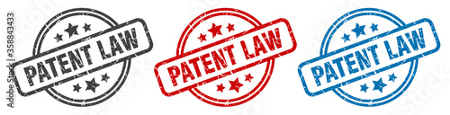 patent law stamp. patent law round isolated sign. patent law label set
