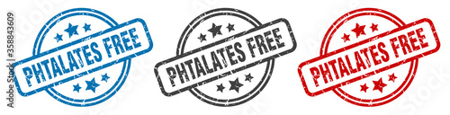 phtalates free stamp. phtalates free round isolated sign. phtalates free label set