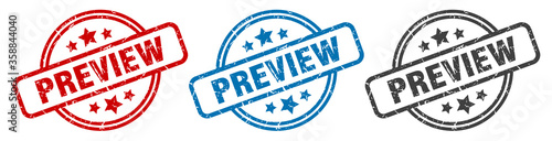 preview stamp. preview round isolated sign. preview label set