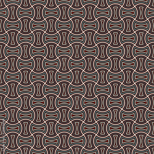 Apple core quilts texture. Bow tie motif. Seamless surface pattern design with interlocking axehead figures.