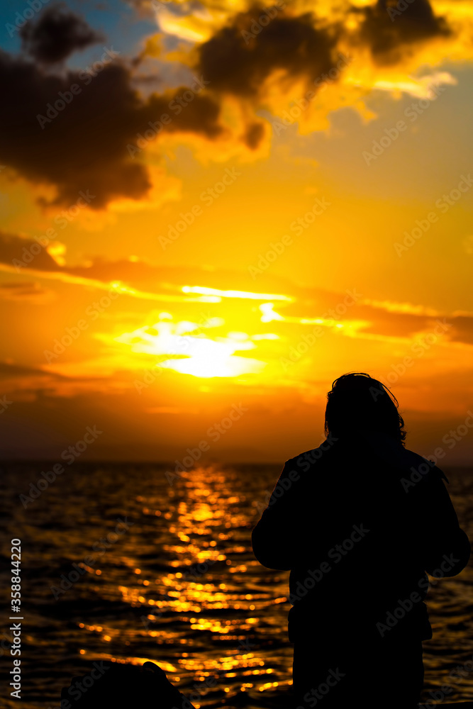A Man Silhouette and the Sunset A Man Silhouette and the Sunset