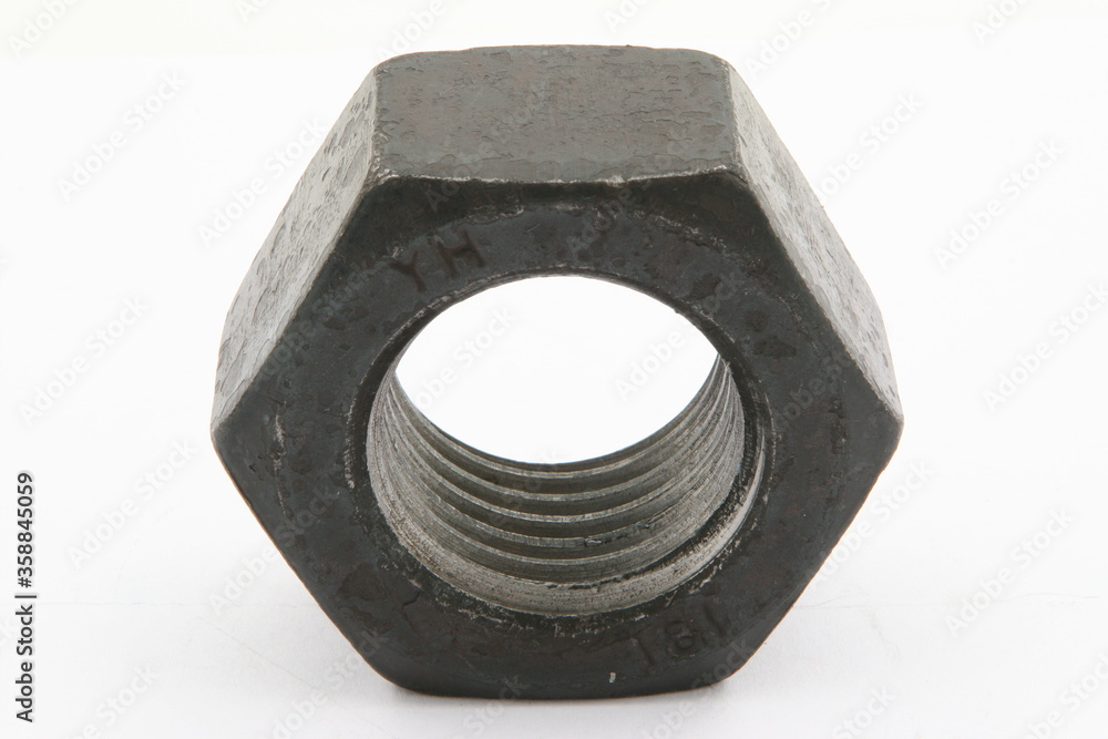 Nut, a fastener with a threaded hole that forms a collapsible connection using a screw, bolt or stud., for business, on a white background, online store Nut, a fastener with a threaded hole that forms a collapsible connection using a screw, bolt or stud., for business, on a white background, online store