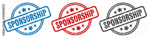 sponsorship stamp. sponsorship round isolated sign. sponsorship label set