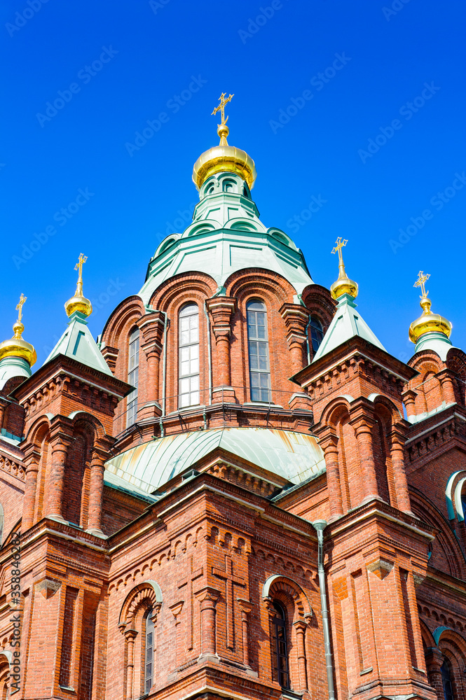It's Uspenski Cathedral, an Eastern Orthodox cathedral in Helsinki, Finland, dedicated to the Dormition of the Theotokos (the Virgin Mary).
