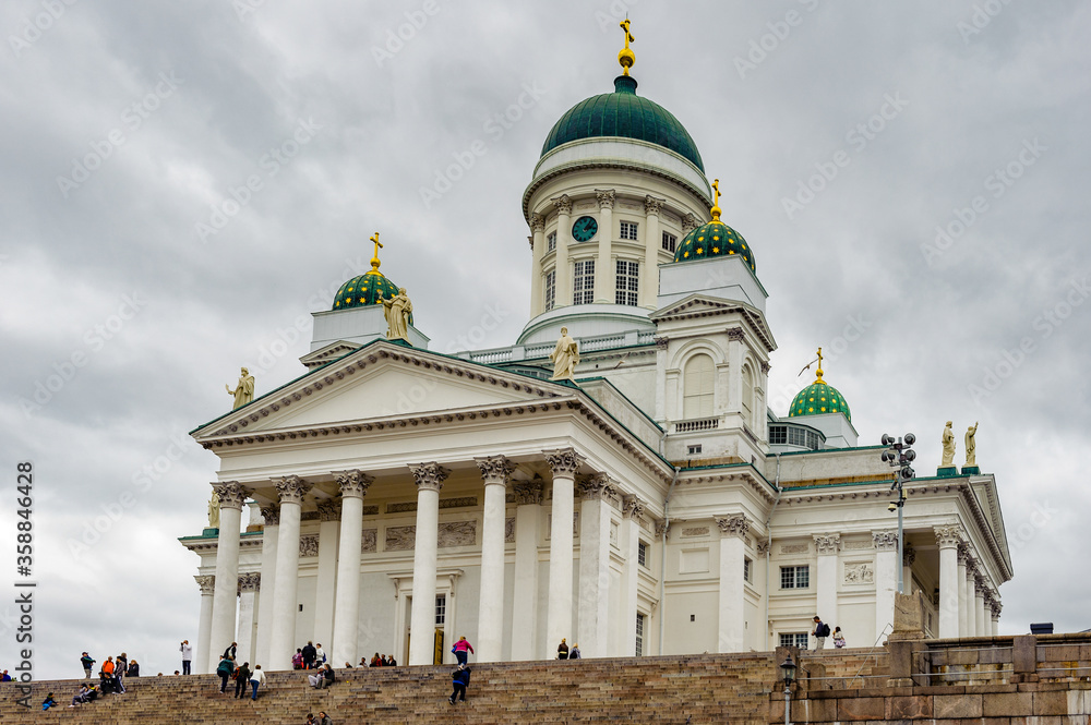 Helsinki Cathedral, the Finnish Evangelical Lutheran cathedral of the Diocese of Helsinki, located in the neighbourhood of Kruununhaka in the centre of Helsinki, Finland.