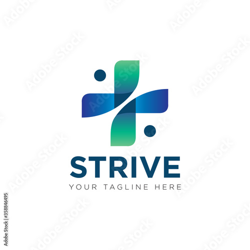 strive logo, creative cross health and humanoid vector