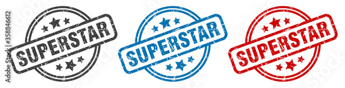 superstar stamp. superstar round isolated sign. superstar label set photo