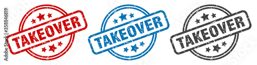takeover stamp. takeover round isolated sign. takeover label set