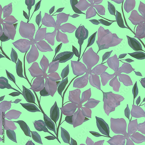Apple blossom seamless pattern .Hend drawn botanical illustration. Fabrik  textile design.