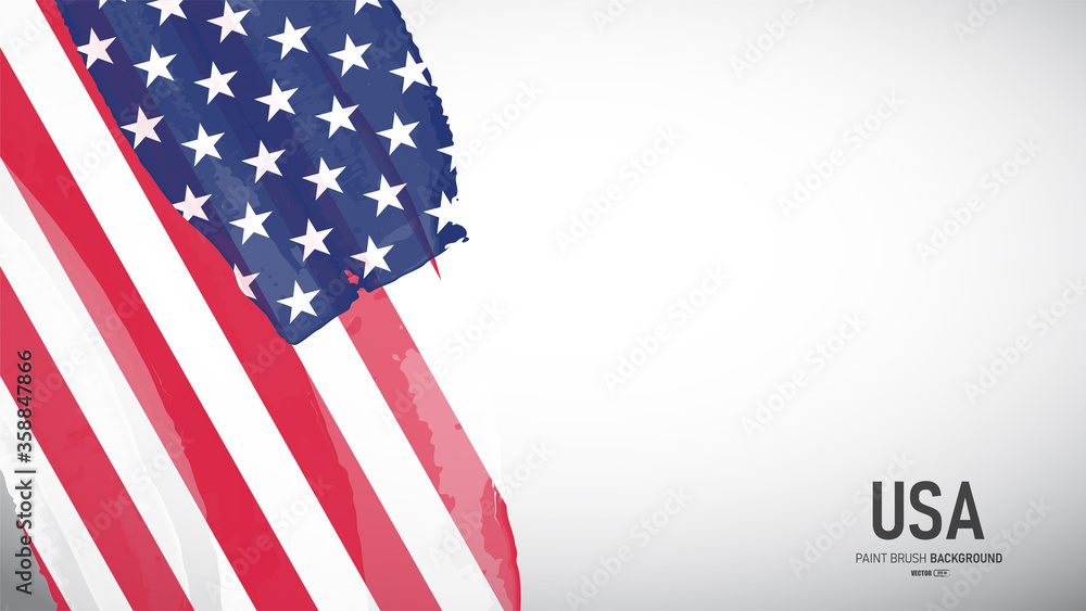 USA flag background with paintbrush style. Banner template vector.