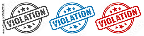 violation stamp. violation round isolated sign. violation label set