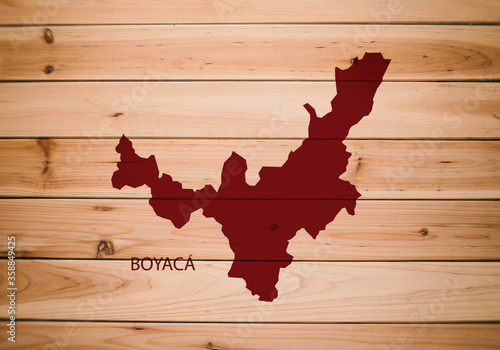 Map of Boyaca Department, Colombia, on a wooden background, 3D illustration photo