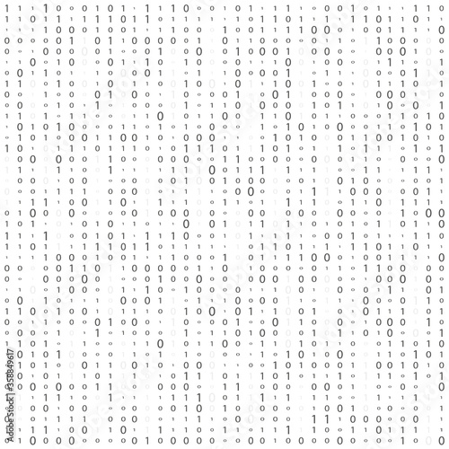 Background With Digits On Screen. binary code zero one matrix white background. banner, pattern, wallpaper. Vector illustration