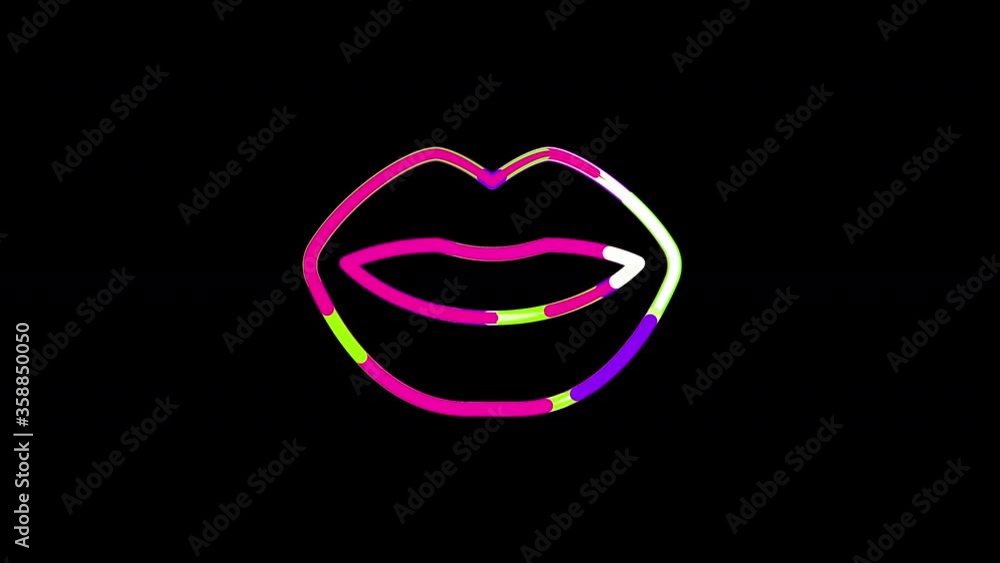 Circles gather in symbol lips. After it crumbles in a line and moves to the camera. Alpha channel black Circles gather in symbol lips. After it crumbles in a line and moves to the camera. Alpha channel black