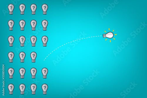 Think differently - Being different, taking risky, move for success in life -The graphic of light bulb also represents the concept of courage, enterprise, confidence, belief, fearless, daring. Vector.