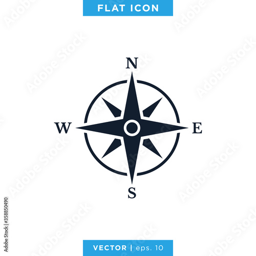 Compass wind rose icon vector logo design template. Vintage style.