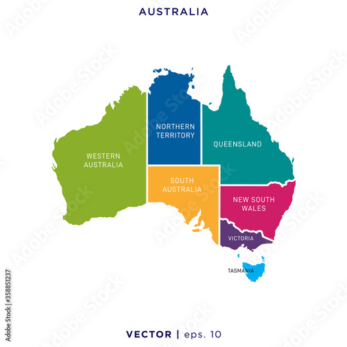 Map of Australia Vector Design Template