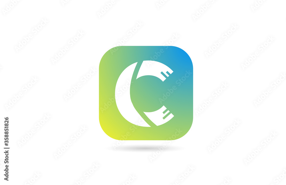 green blue C alphabet letter logo icon design for business and company. Pastel color template green blue C alphabet letter logo icon design for business and company. Pastel color template