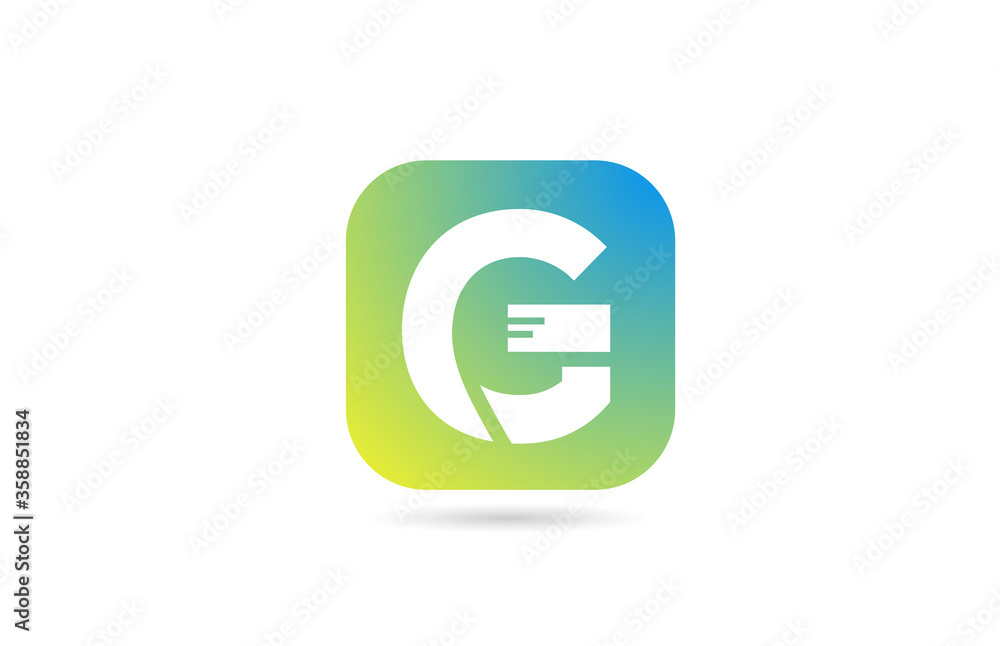 Obraz premium green blue G alphabet letter logo icon design for business and company. Pastel color template