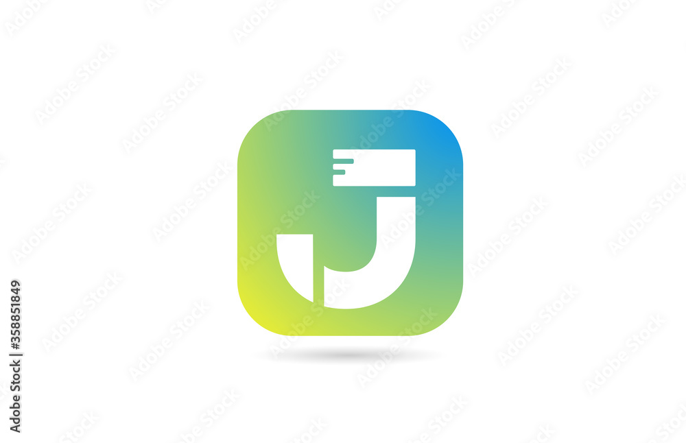 green blue J alphabet letter logo icon design for business and company. Pastel color template green blue J alphabet letter logo icon design for business and company. Pastel color template