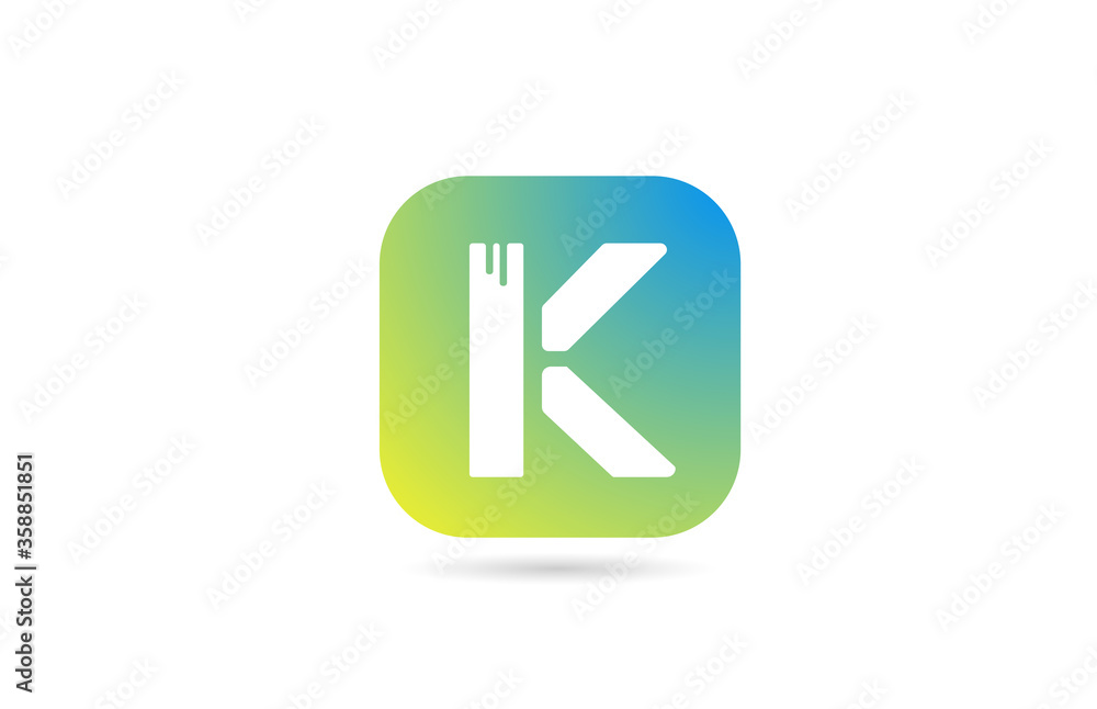 green blue K alphabet letter logo icon design for business and company. Pastel color template green blue K alphabet letter logo icon design for business and company. Pastel color template