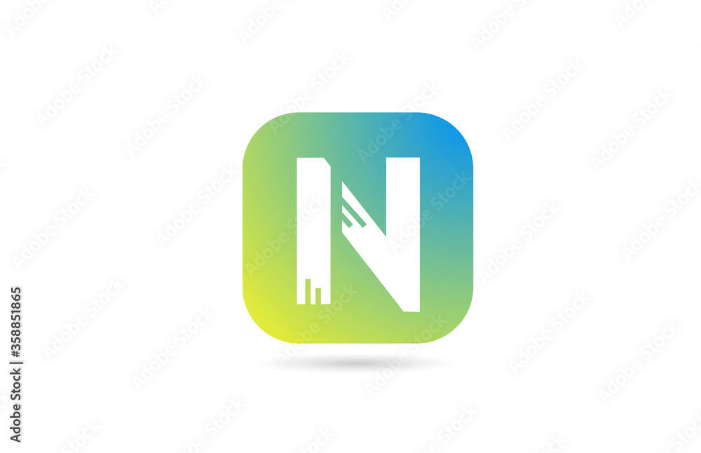 green blue N alphabet letter logo icon design for business and company. Pastel color template green blue N alphabet letter logo icon design for business and company. Pastel color template