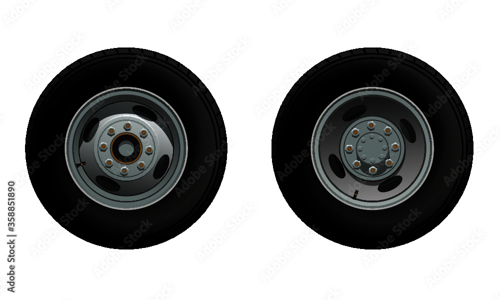 Truck tires and wheels in 2D Truck tires and wheels in 2D