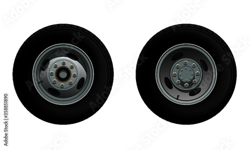 Truck tires and wheels in 2D