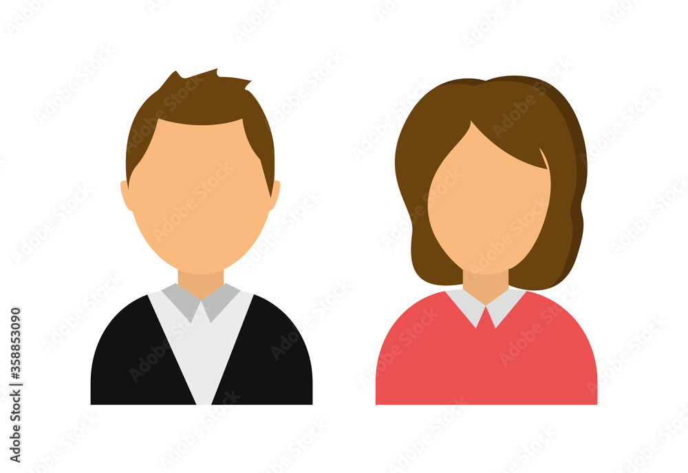 Vector avatars. Man and woman. Silhouettes of people in a flat style. Vector avatars. Man and woman. Silhouettes of people in a flat style.