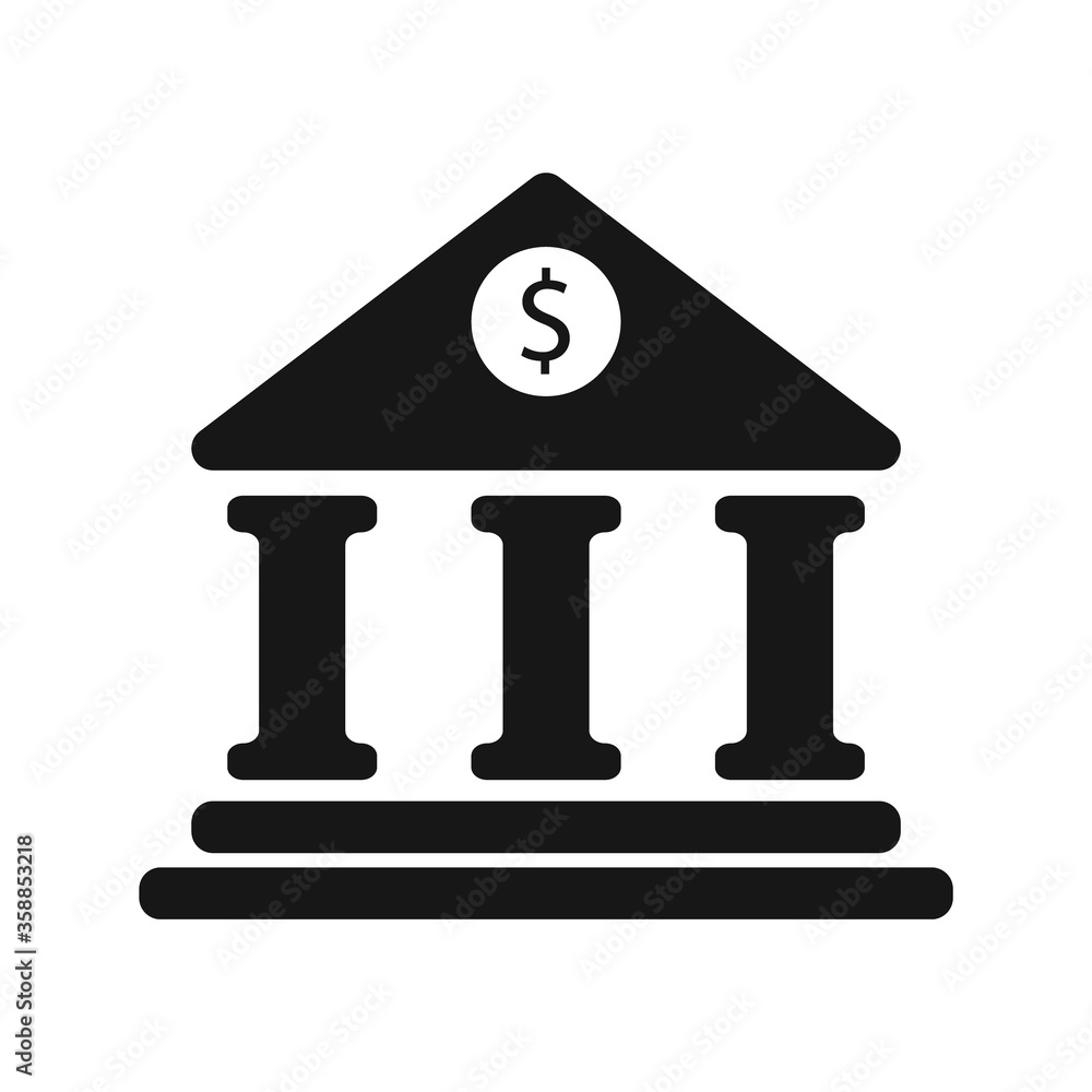 Icon business center in black. Silhouette of a money bank. Vector illustration Icon business center in black. Silhouette of a money bank. Vector illustration