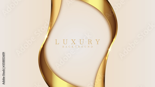 Luxury golden line  background mustard shades in 3d abstract style, Illustration from vector about modern template deluxe design.