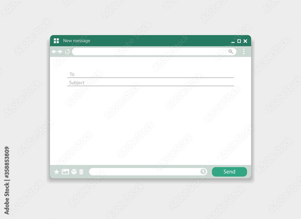 Interface Email blank. Mail window. Empty window template for sending messages. Interface Email blank. Mail window. Empty window template for sending messages.