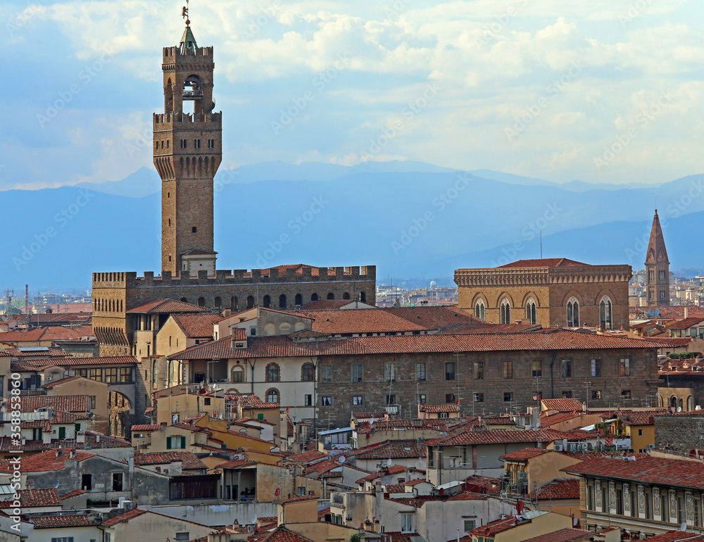 View of the Florentine roofs and the tower of the Palazzo Vecchi