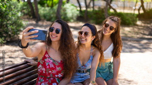 Three girls making a selfie