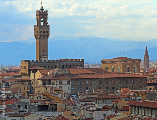 View of the Florentine roofs and the tower of the Palazzo Vecchi