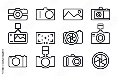 Set photo camera thin line icons. Photo and image icons. Vector icon