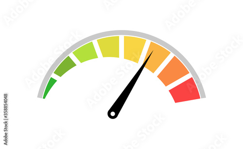Color speedometer. Speed ​​meter. Heating, temperature scale icon. Vector illustration