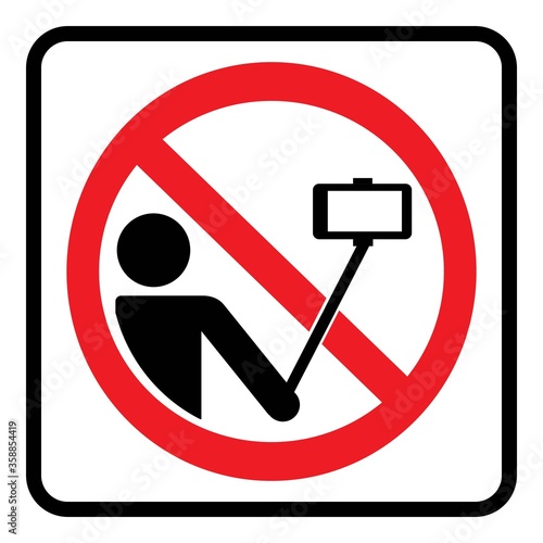 No Selfie sign,Don`t take selfie photos icon in white background drawing by illustration,Prohibition sign-Vector