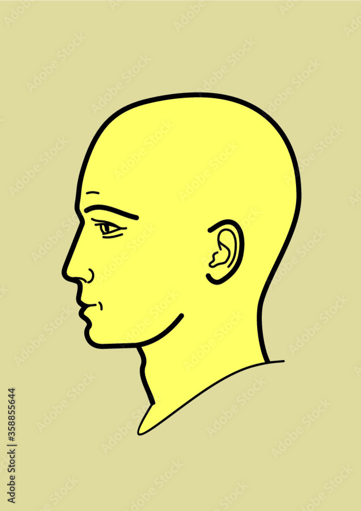 Human head, human emotions - vector illustration in a linear design style. Profile of a man. Set of human emotions. The emotion of calm, peace. Human head, human emotions - vector illustration in a linear design style. Profile of a man. Set of human emotions. The emotion of calm, peace.