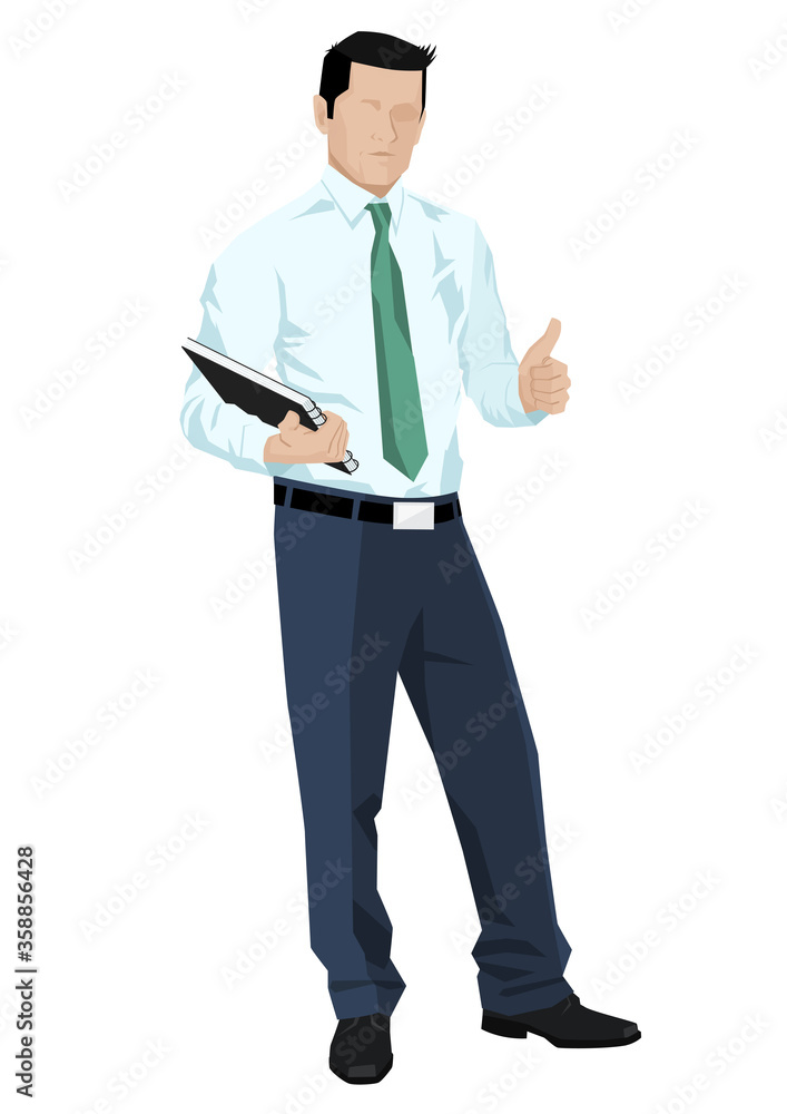 Simple style Illustration of businessman with documents Simple style Illustration of businessman with documents